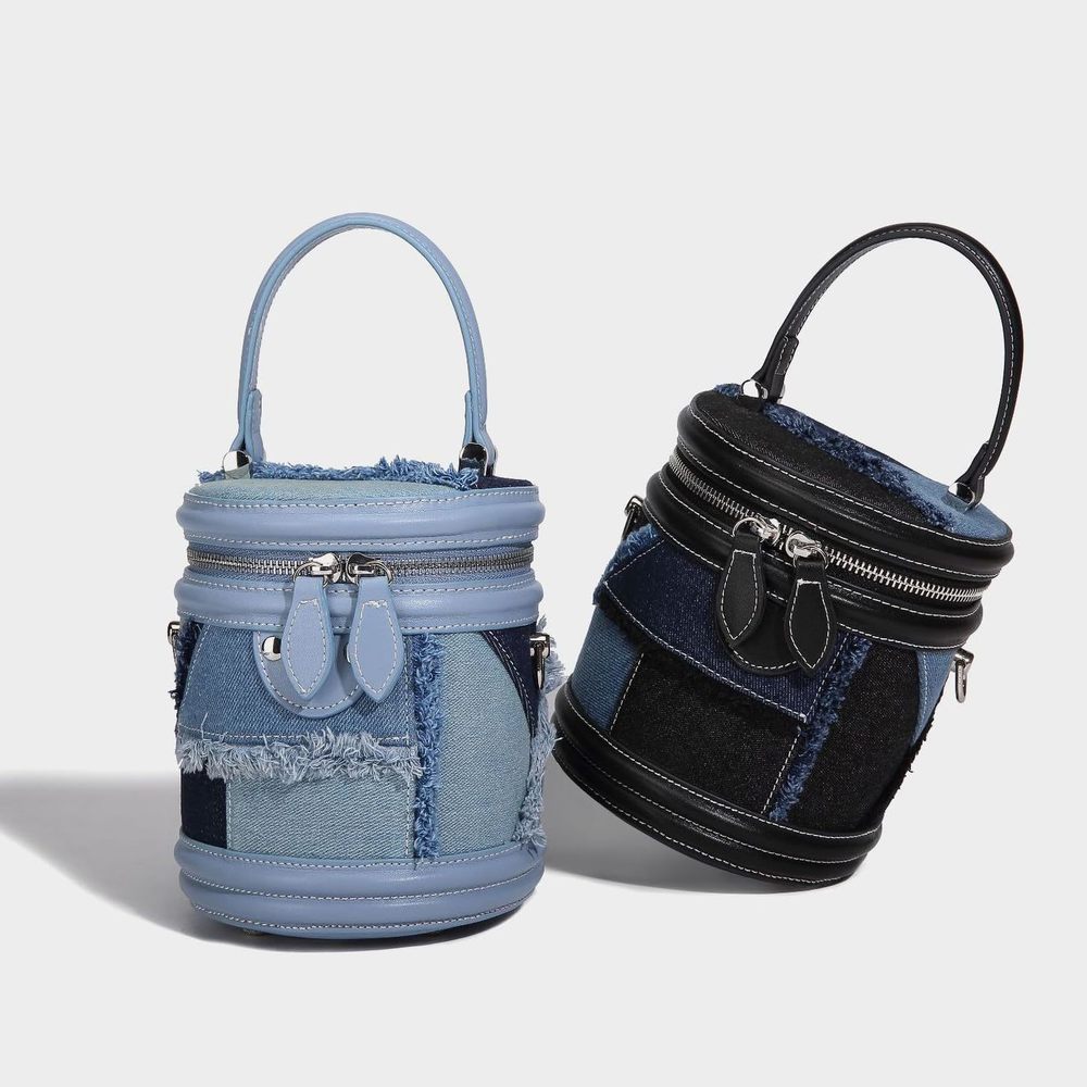 Desner Saddle Purse Patchwork Denim Top Handle Bag And Crossbody ^-^ - Picture 3 of 8